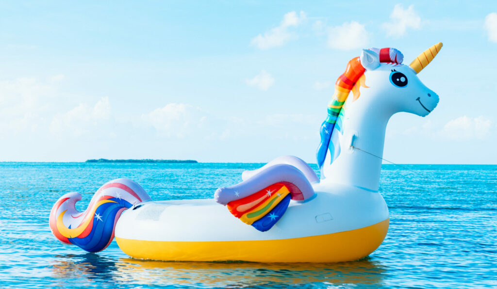 Une bouée licorne sur l'eau