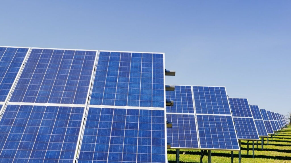 Des panneaux solaires sous un ciel bleu